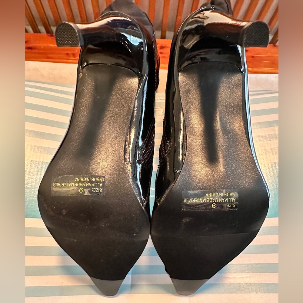 Charlotte Russe Black Faux Patent Leather Stiletto Boots, 9 NWB - Picture 3 of 10